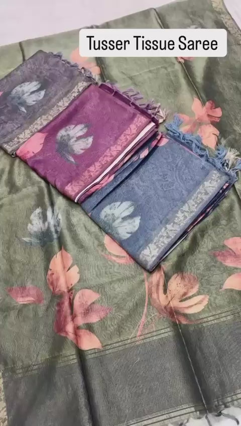 Tussar Tissue Saree